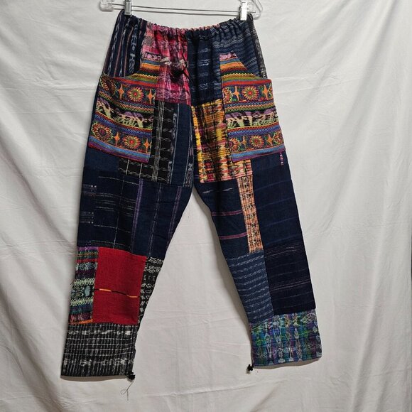 Guatemalan Boho Multicolor Multipattern Unisex Artsy Pants Woven Embroidery Uniq - Picture 2 of 15